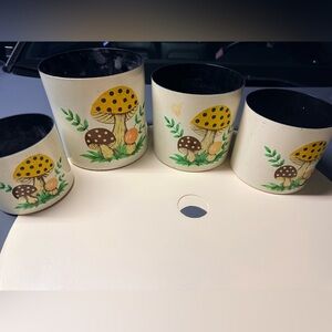 Vintage 1979 Merry Mushroom 4 Piece Canister Set Sears Roebuck & Co. Japan